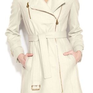 Michael Kors Cream Wool Trench Coat with Gold Accents 6